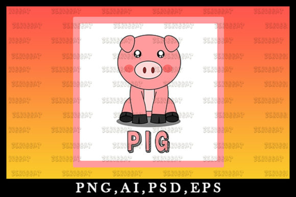 Adorable Vector Art: Cute Kawaii Chibi Pig Animal Clipart V18
