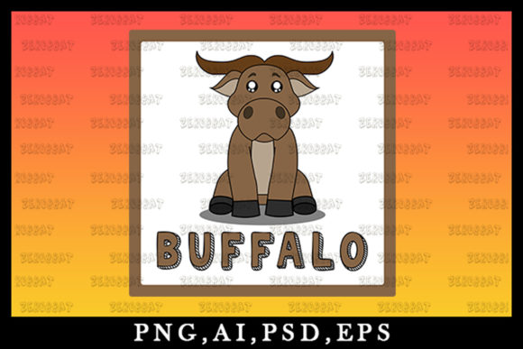 Cute Kawaii Buffalo Animal Clipart 09: Your Go-To Adorable Design Asset